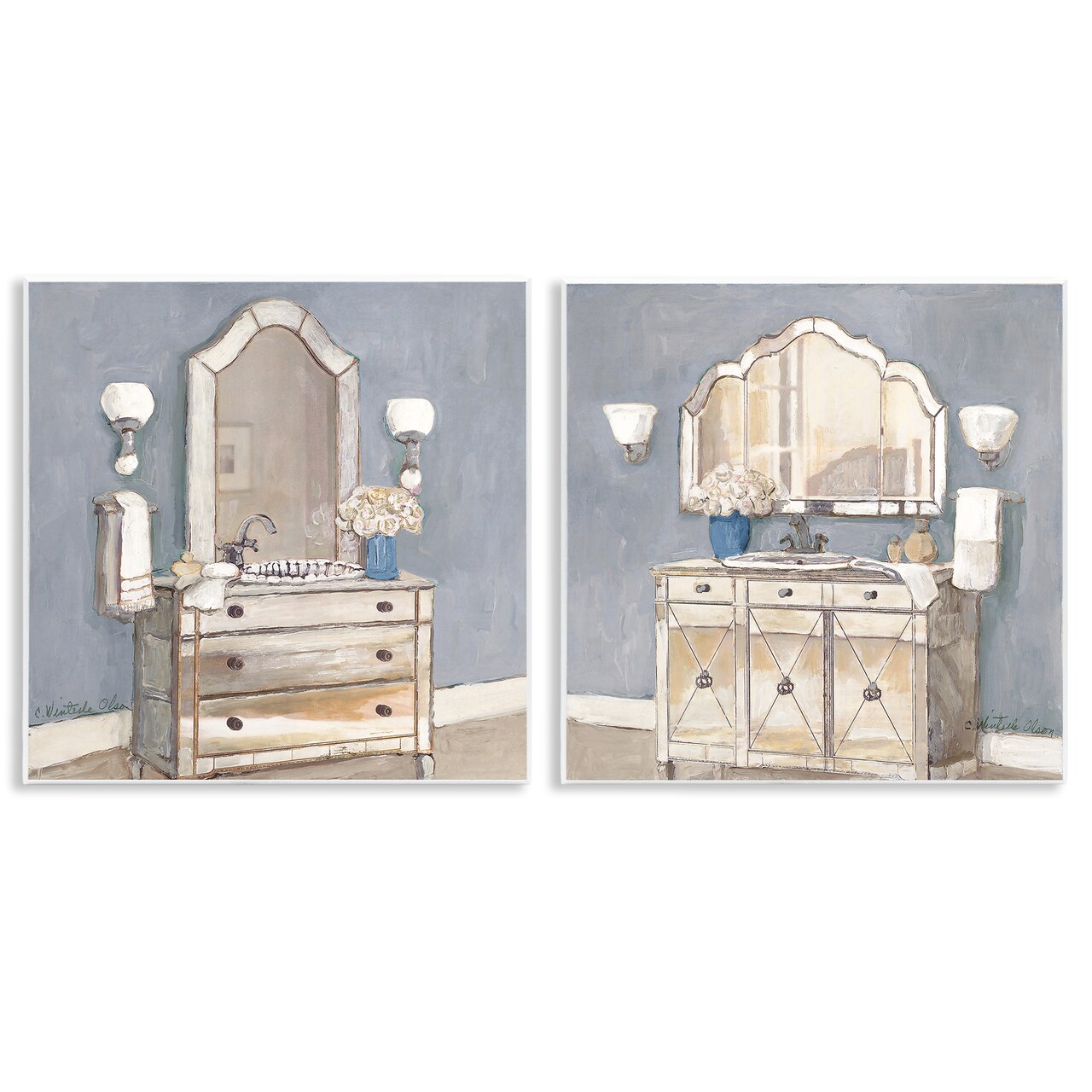 Stupell Industries Elegant Traditional Bathroom Views 2pc Wall Plaque Set By Charlene Olson